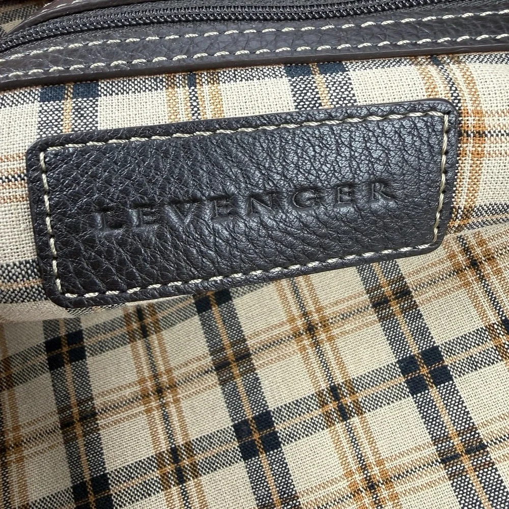 Vintage Levenger Briefolio Bomber Jacket Dark Brown Leather Computer Case Large